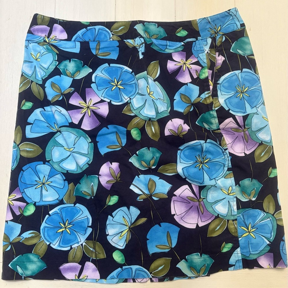 Talbots Floral Mini Skirt - Blue and Purple EUC - Picture 2 of 3